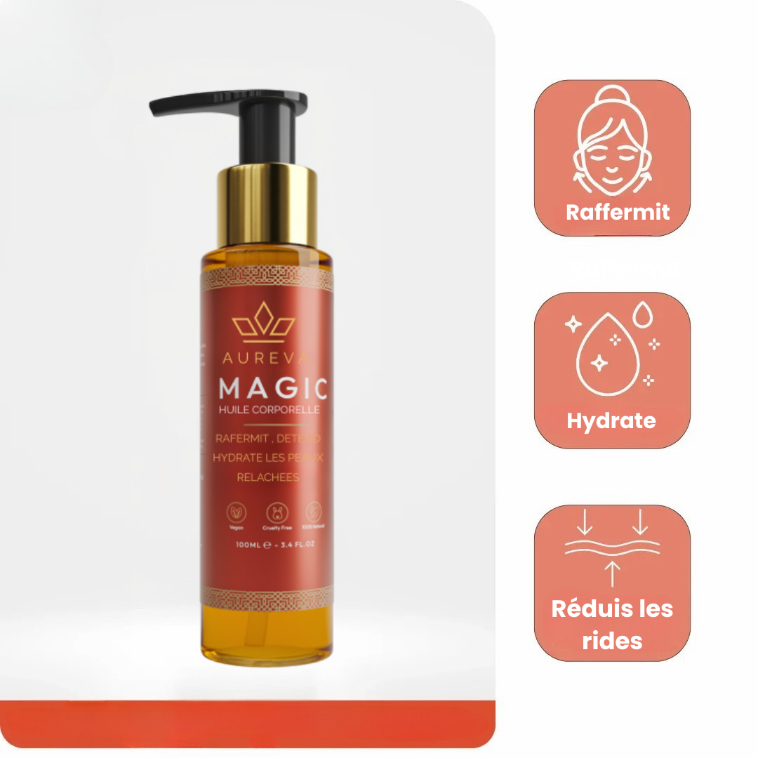 Produit AUREVA avec ses bienfaits : lift, hydrate, réduit les rides